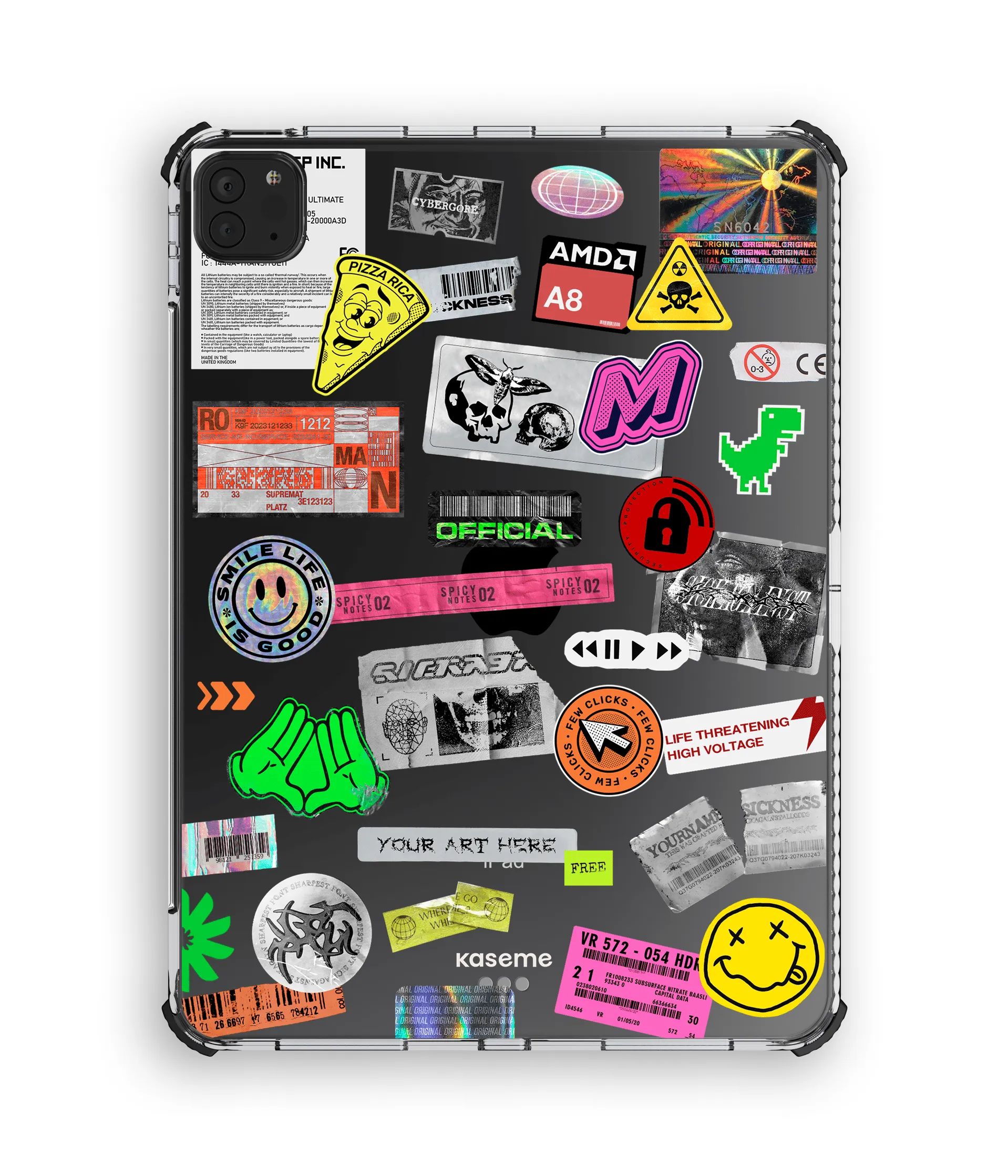 Tablet Sleeve Portable Tablet Sleeve Compact Armor Digital Glitch- iPad Clear Case