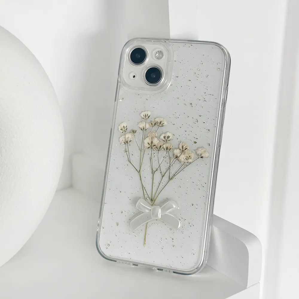 Minimal Surface Dried Flowers Clear Phone Case