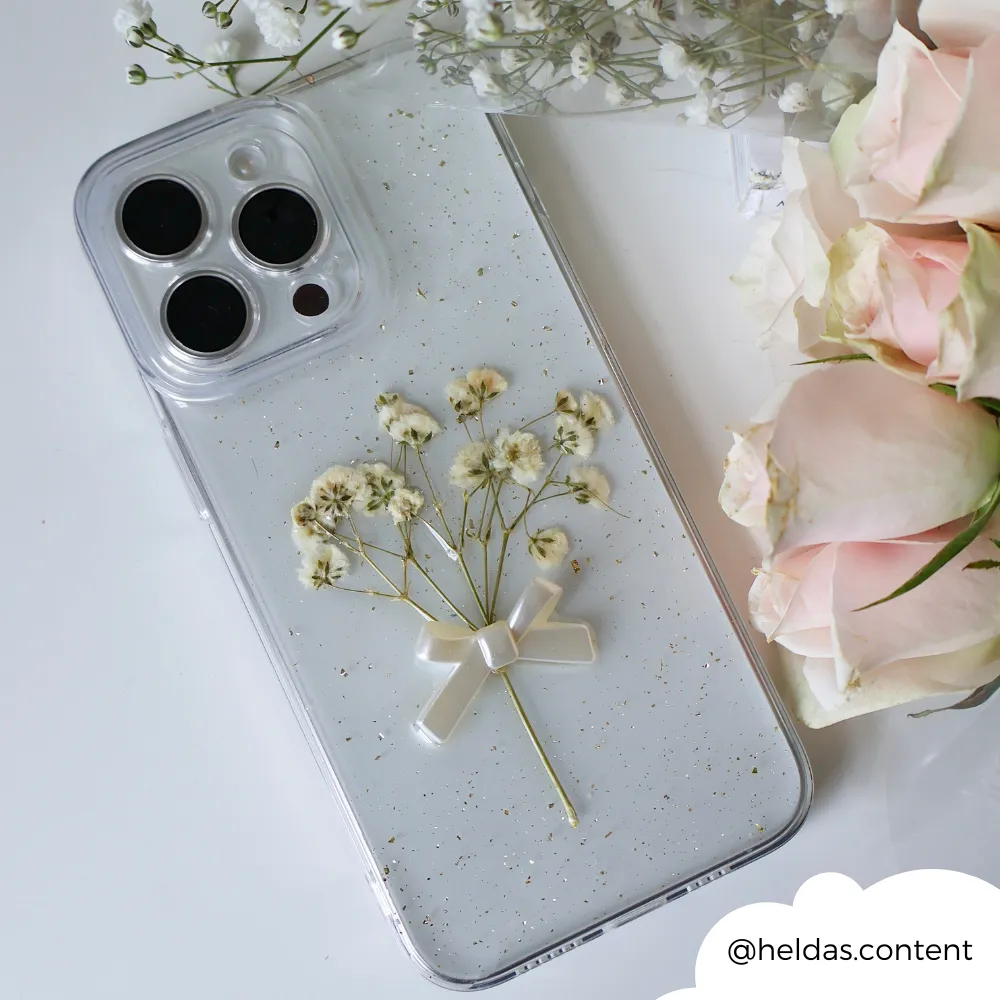 Dried Flowers Clear Phone Case Smooth Shield Compact Look