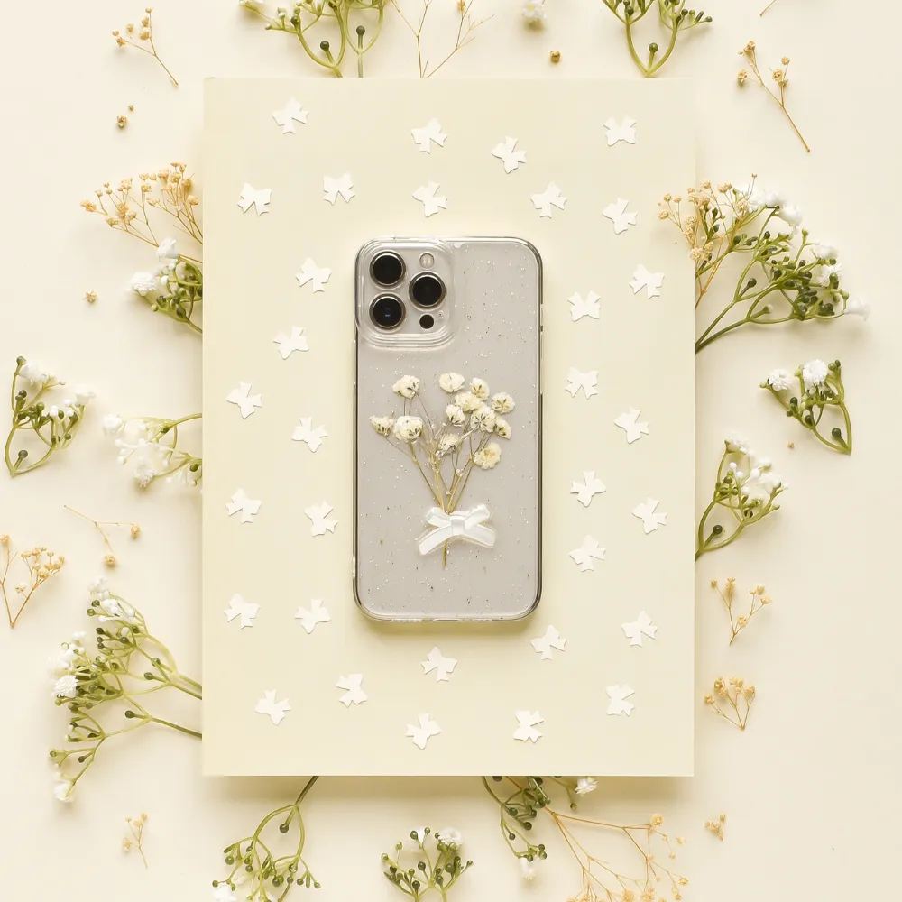 Dried Flowers Clear Phone Case Durable Texture Layer