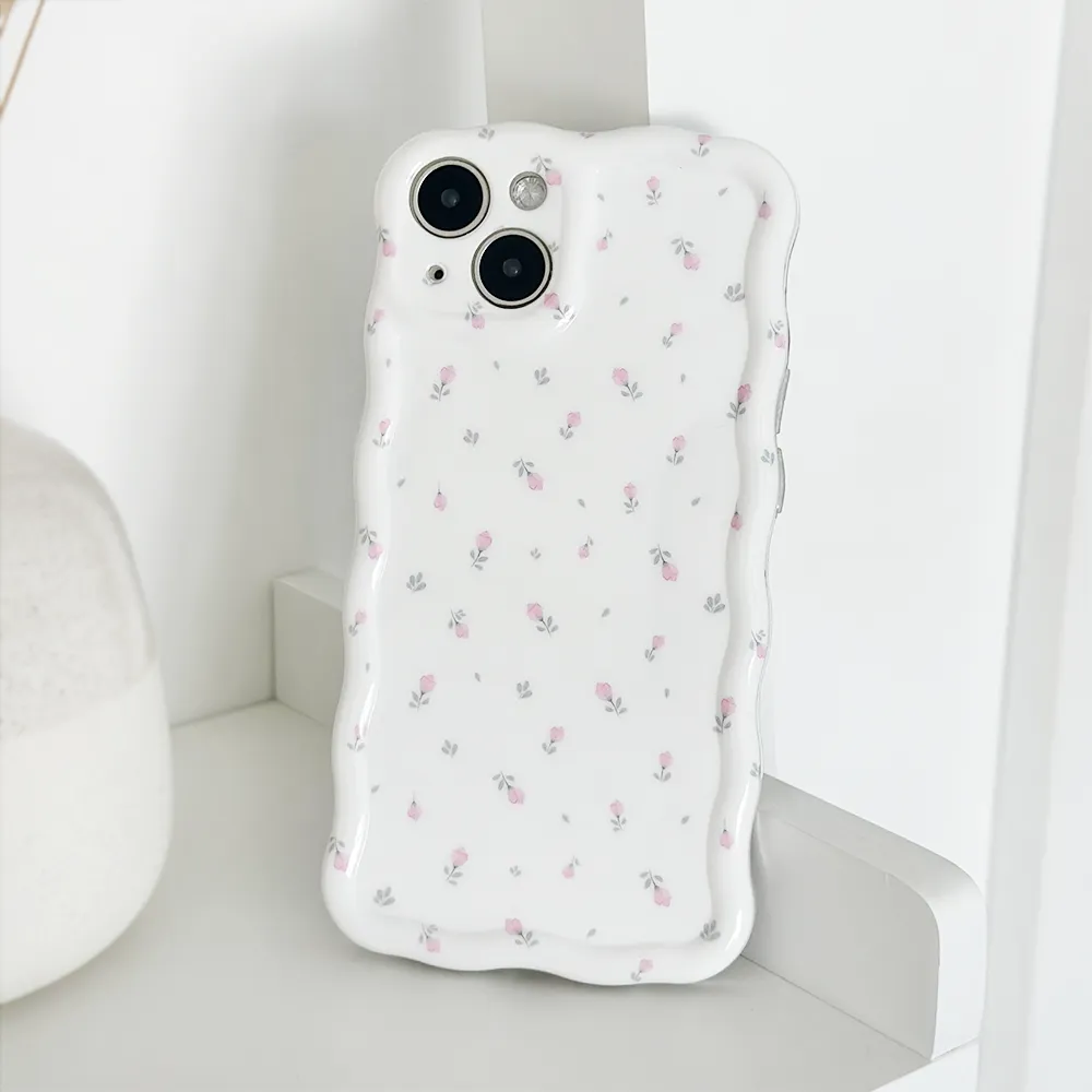 Smooth Form Wavy Phone Case - Ditsy Floral White