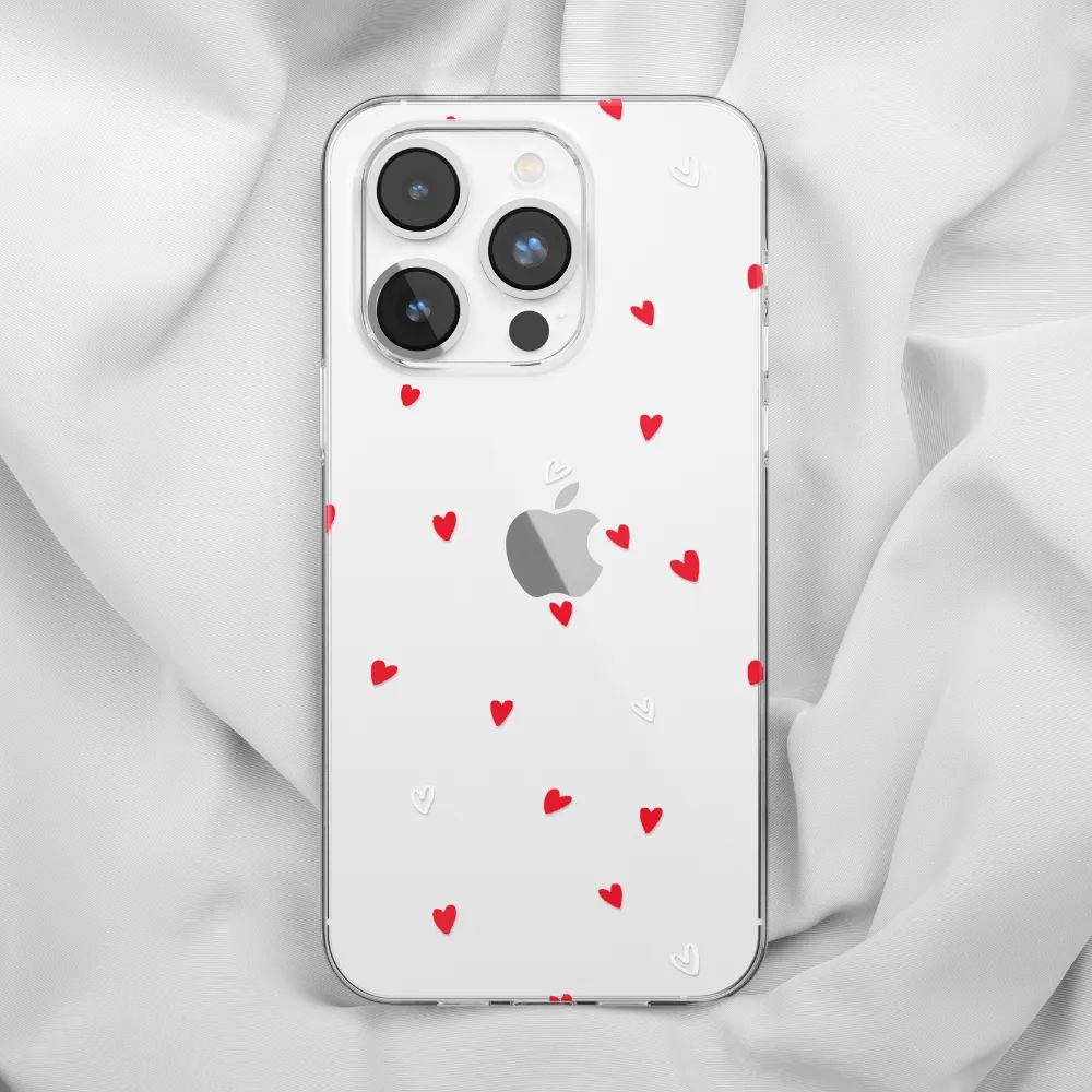 Printed Artwork Matte Shield Clear Phone Case - Cute Hearts