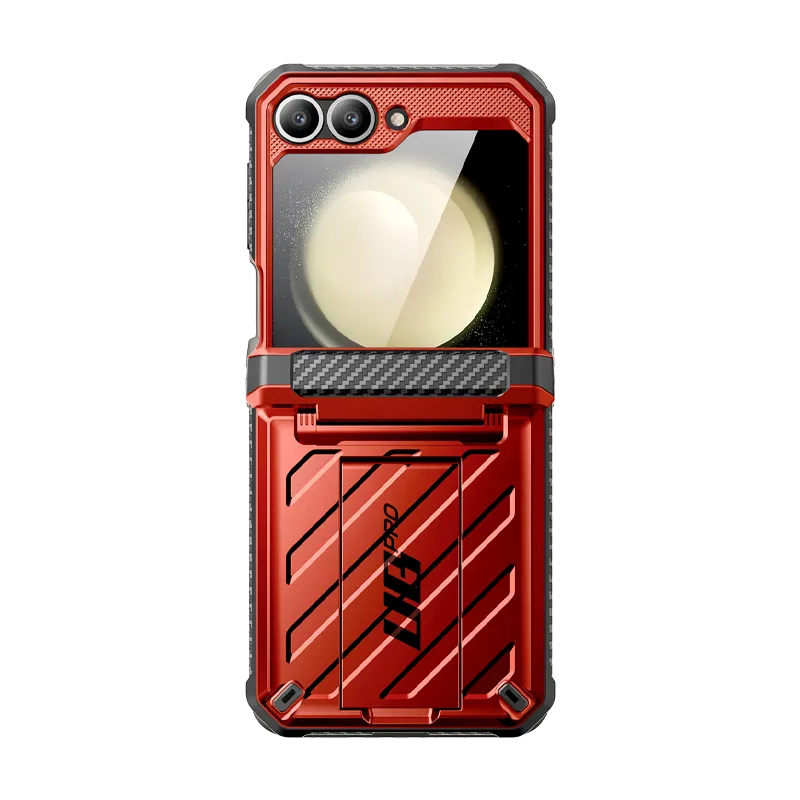 Color Accent Water shield Galaxy Z Flip6 Unicorn Beetle PRO Rugged Case with Belt Clip-Metallic Red