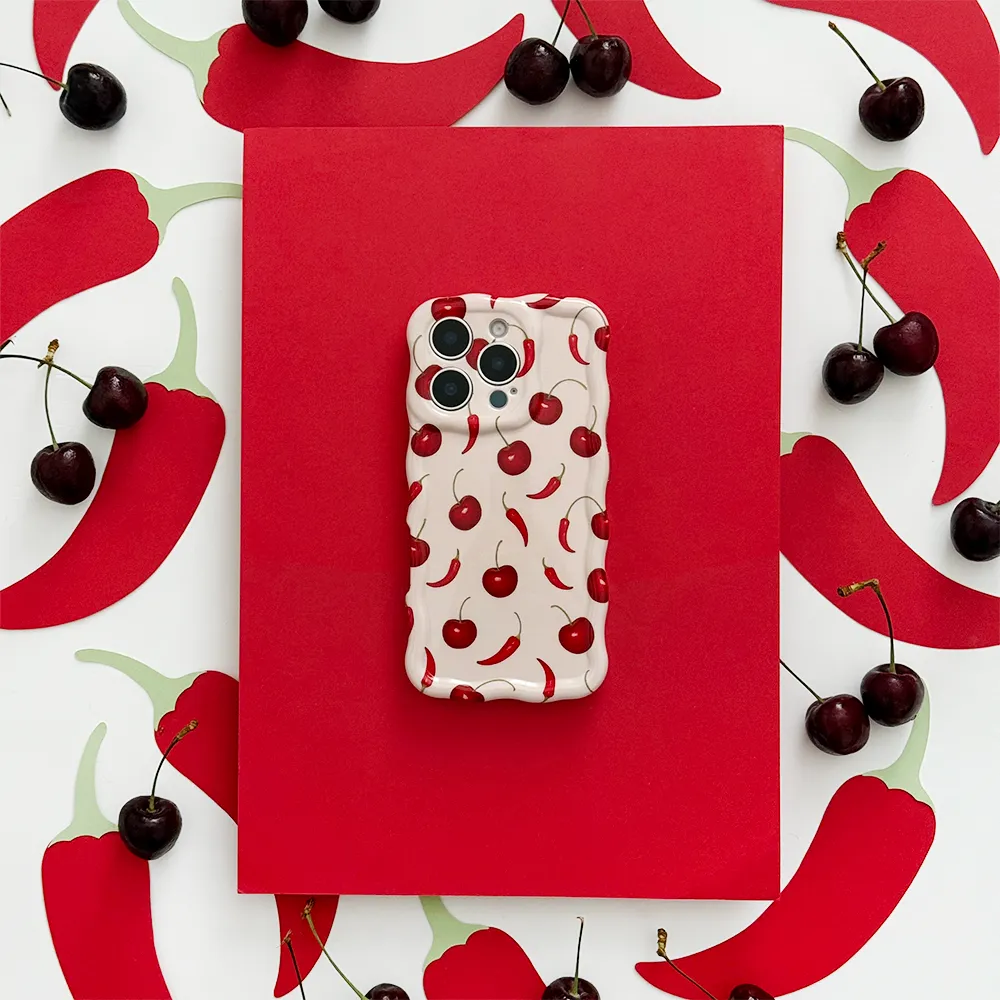 Compact Shape Casual Look Wavy Phone Case -  Cherry Spice