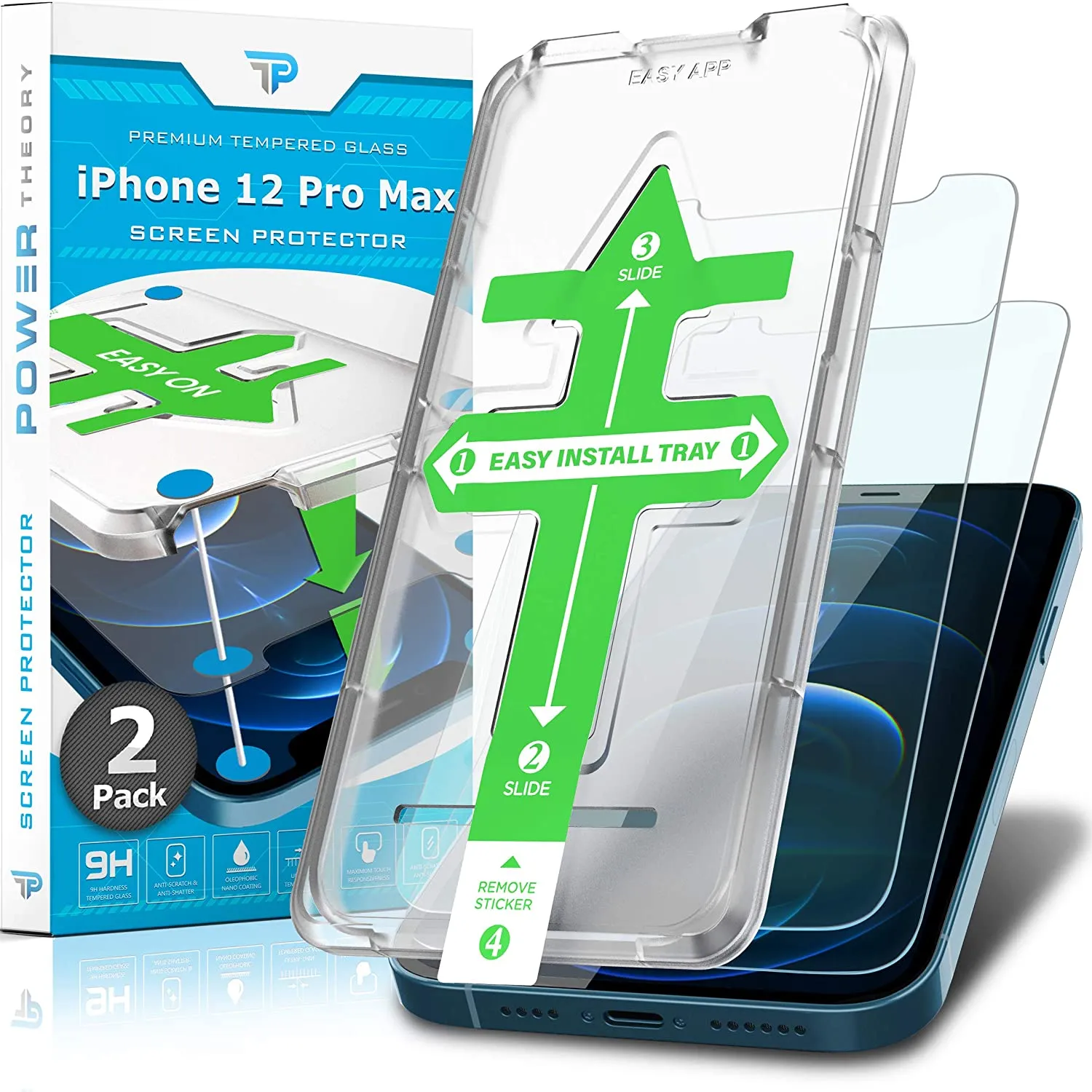 Edge Defense anti smudge film iPhone 12 Pro Max Tempered Glass Screen Protector [2-Pack]