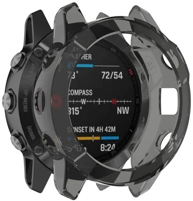 Garmin Fenix 6x TPU Case (Transparent Black) Light Back