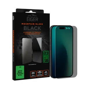 Eiger Mountain Black Privacy Screen Protector GRS for Apple iPhone 17/ 17 Pro/ 16 Pro Phone Screen Guard Plus Screen Protector Layer Film