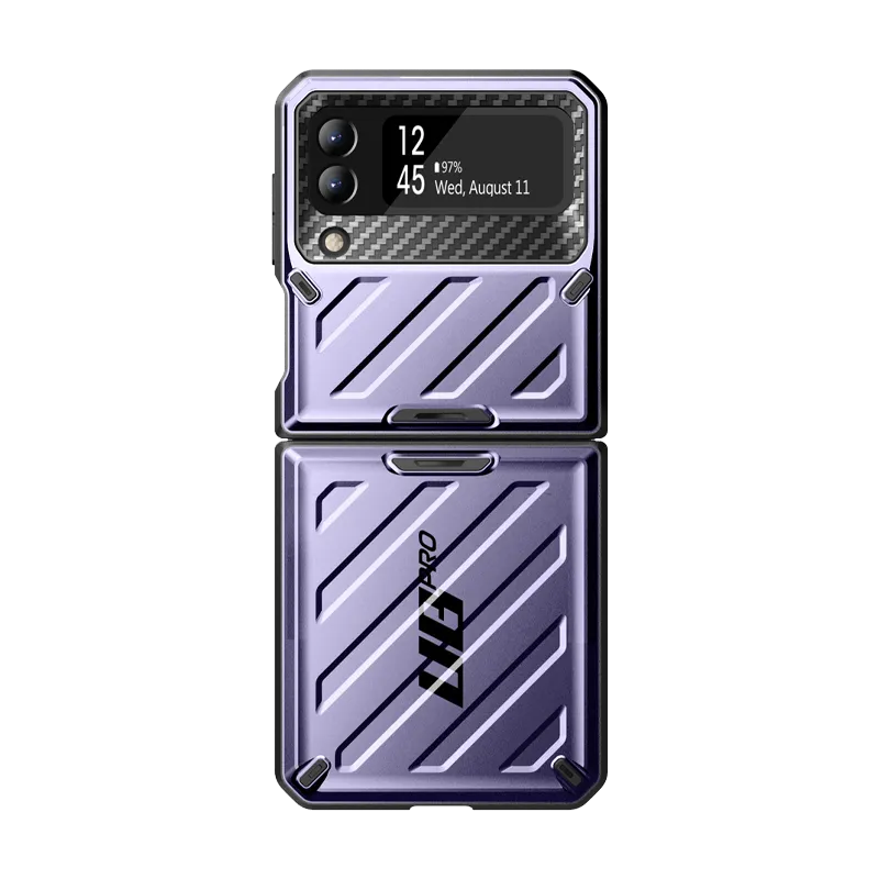 Galaxy Z Flip4 Unicorn Beetle PRO Rugged Case with Belt Clip-Metallic Purple Edge Protection Cushioned Edge