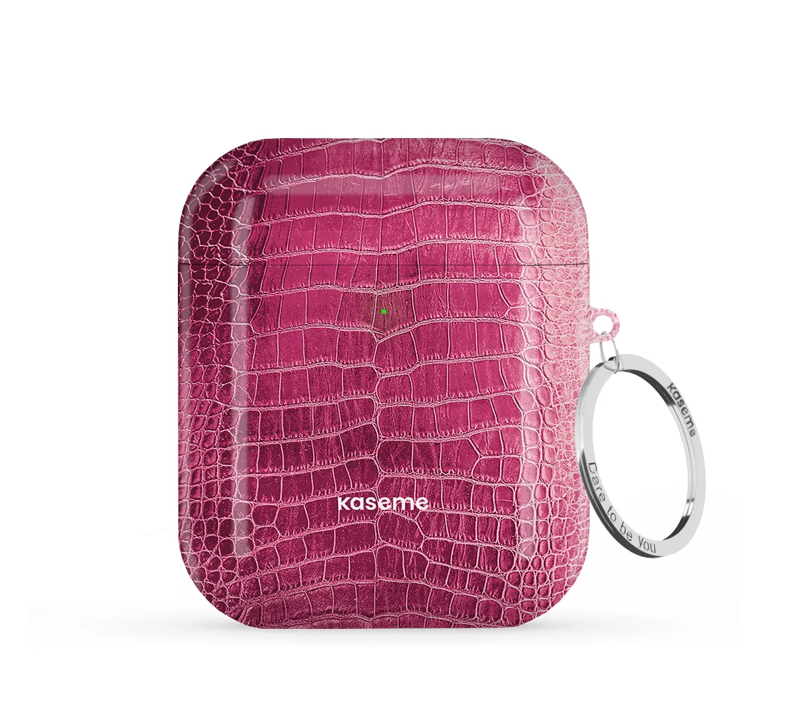 Scales & Scandals Pink AirPods Case durable soft touch silicone shell Compact Key Strap