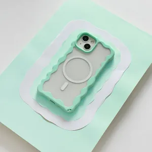 Wavy MAGSAFE? Clear Phone Case - Mint Soft Build Texture