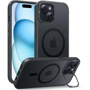 FNTCASE for iPhone 15 Phone Case: Magnetic Charging Shockproof Magsafe Support with Kickstand - Frosted Oil Spray Touch Reusable Material Glossy Texture