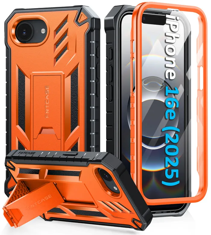 FNTCASE For iPhone SE 4/ SE 2025/ 16E Phone Case: Military Grade Shockproof with Built-in Screen Protector and Kickstand Color Pattern