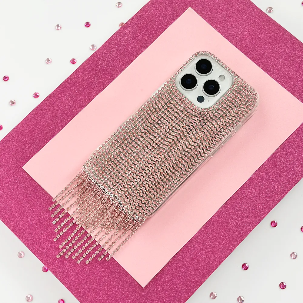 Diamante Tassel Phone Case - Pink Compact Style