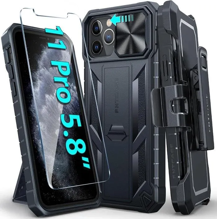 Smooth Form Protective barrier FNTCASE iPhone 11 Pro Case 5.8 inches Military Grade Shockproof Dual Protective Cell Phone Cover with Belt Clip Holster and Kickstand