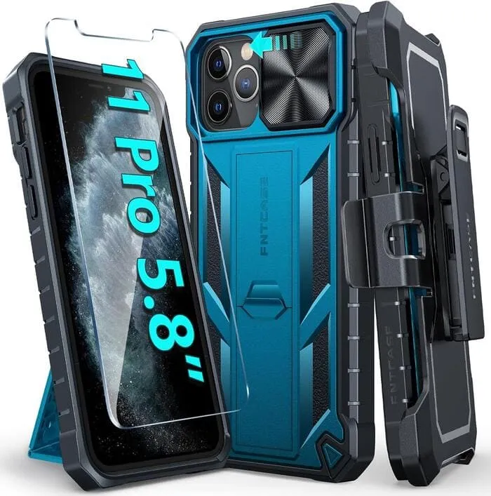 FNTCASE iPhone 11 Pro Case 5.8 inches Military Grade Shockproof Dual Protective Cell Phone Cover with Belt Clip Holster and Kickstand Ergonomic Shape