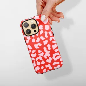 Smooth Protection Flexible Texture Tough Phone Case - Red & Pink Leopard