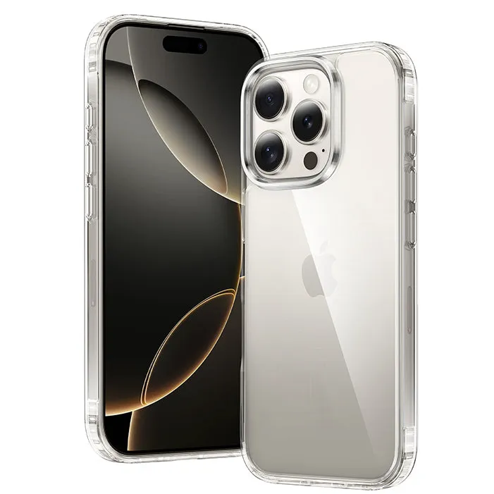 Hybrid Edge Printed Artwork FNTCASE for iPhone 16 Pro 6.3 inch Clear Case: Wireless Charging Anti Yellowing Shockproof Phone Case