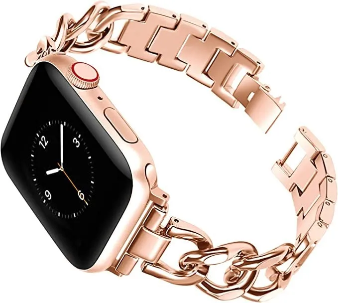 Modern Utility Look Apple Watch Steel Chain Strap (Rose Gold)
