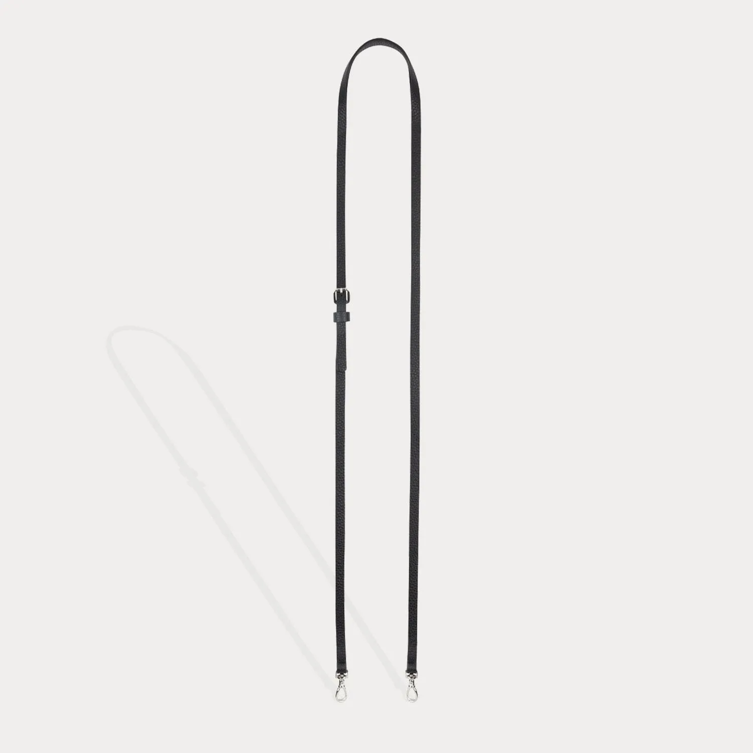 Mobile Users Minimalist Look Emma Pebble Leather Adjustable Strap - Black/Silver