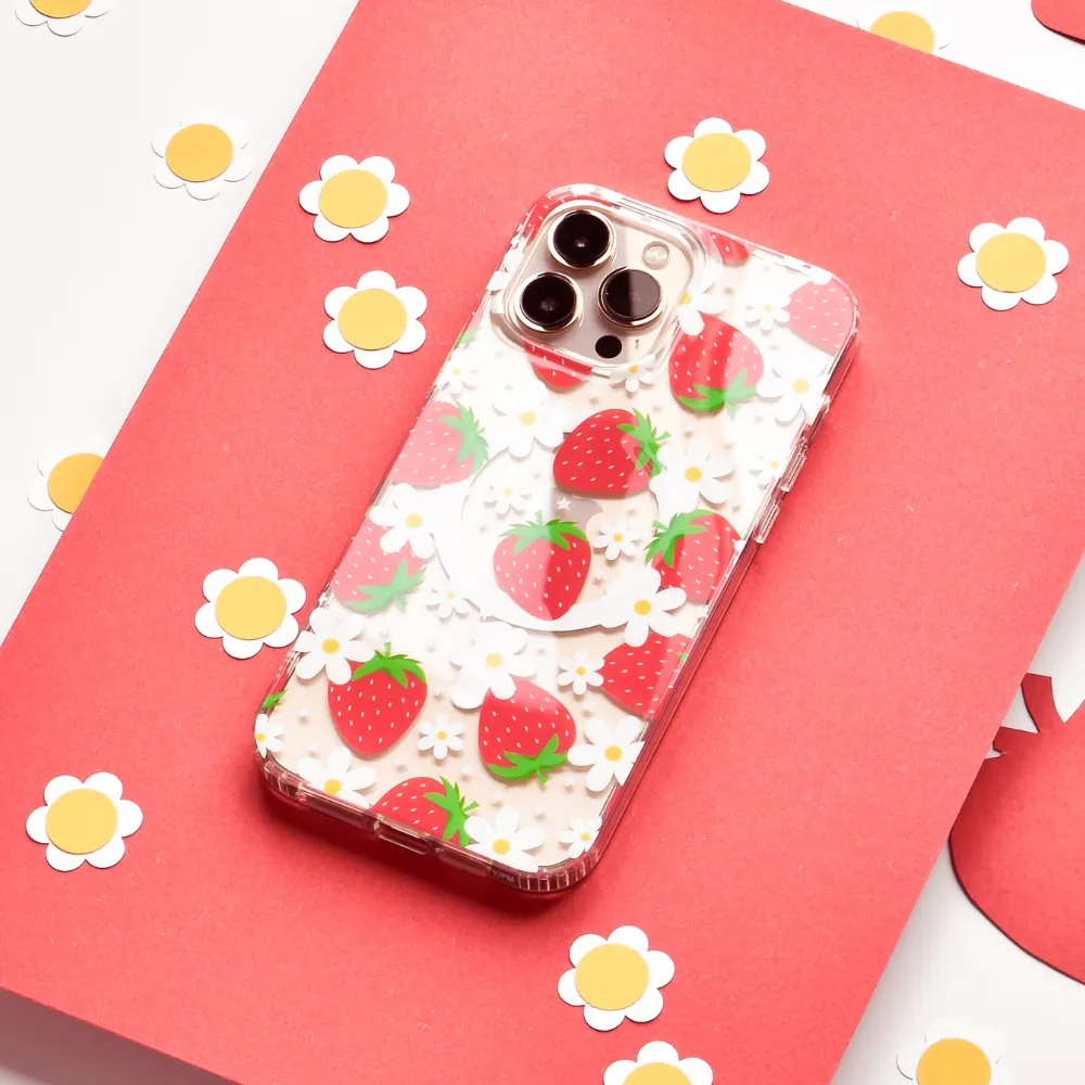 Colorful Pattern Clear MagSafe? Phone Case - Berry Cute Strawberry