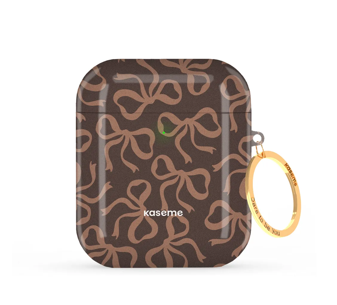Portable Audio Case Vivid Pattern Cover Lace Mocha AirPods Case