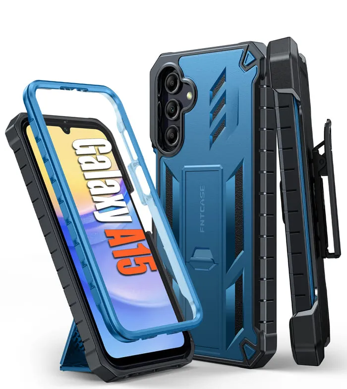 FNTCASE For Samsung Galaxy A15 5G 6.5 inch Phone Case: Rugged Protective Phone Case with Belt Clip Holster and Kickstand Protective Structure