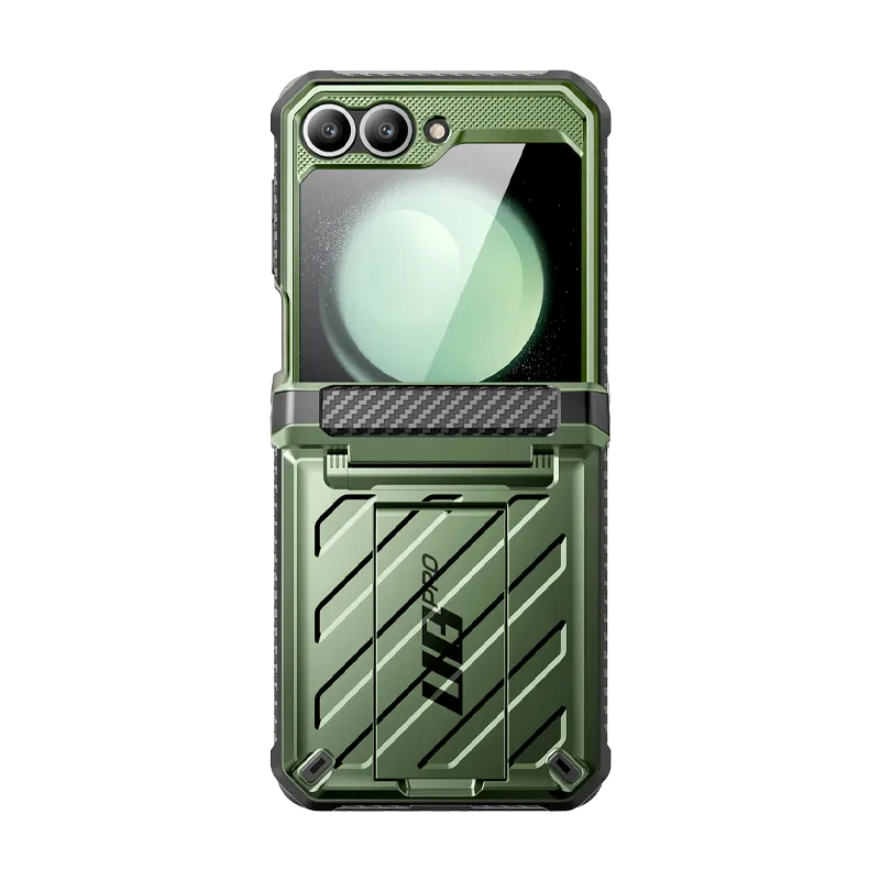 Soft coating Gloss Surface Layer Galaxy Z Flip6 Unicorn Beetle PRO Rugged Case with Belt Clip-Dark Green