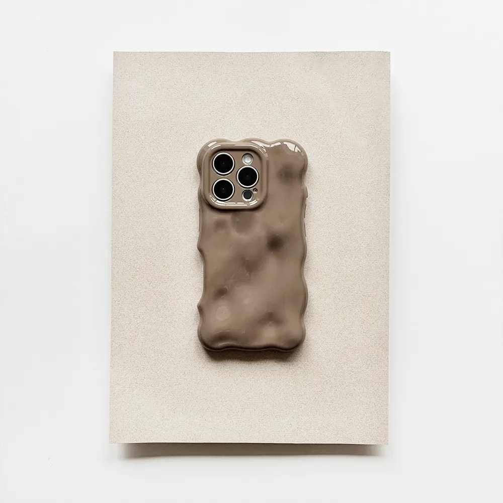 3D Bubble Phone Case - Mocha Minimal Frame Modern Grip Design