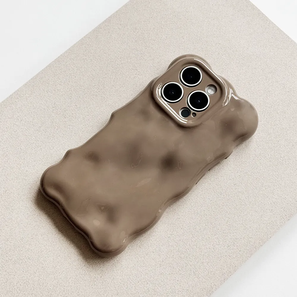 Smooth Pattern Portable Fit 3D Bubble Phone Case - Mocha