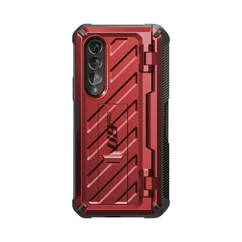 Galaxy Z Fold3 Unicorn Beetle PRO Rugged Case with S-Pen Holder-Metallic Red Pocket Ready