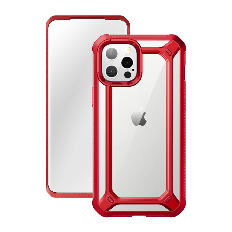 iPhone 12 Pro 6.1 inch Unicorn Beetle Exo with Screen Protector Clear Case-Red Smooth Pattern Design