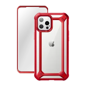 iPhone 12 Pro 6.1 inch Unicorn Beetle Exo with Screen Protector Clear Case-Red Smooth Pattern Design