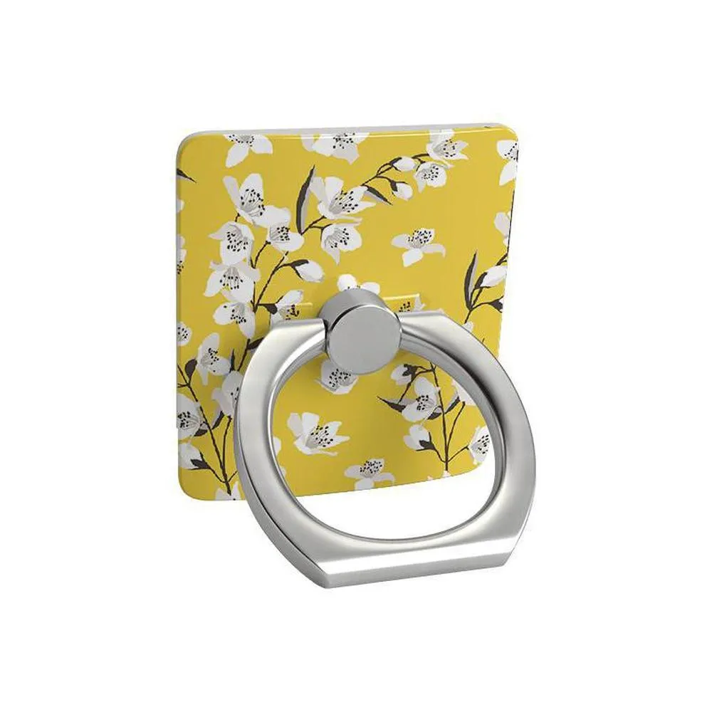 Finger Loop Ring Spin Mount Ring Floral Forest | Yellow Cherry Blossom Floral Phone Ring
