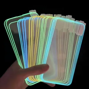 Fluorescent Glow In The Dark Tempered Glass Screen Protector For iPhone Trendy Accessory Minimal Touch