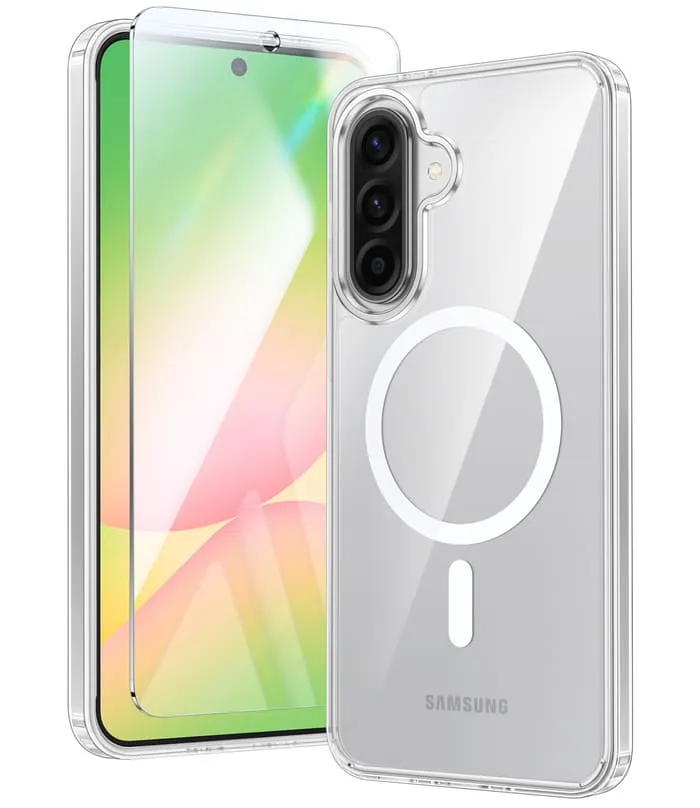 FNTCASE for Galaxy A56 6.7 inch Case: Magnetic Charging Anti Yellowing Shockproof Magsafe Support Phone Case Transparent Look Matte Design Texture