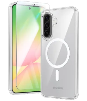 FNTCASE for Galaxy A56 6.7 inch Case: Magnetic Charging Anti Yellowing Shockproof Magsafe Support Phone Case Transparent Look Matte Design Texture