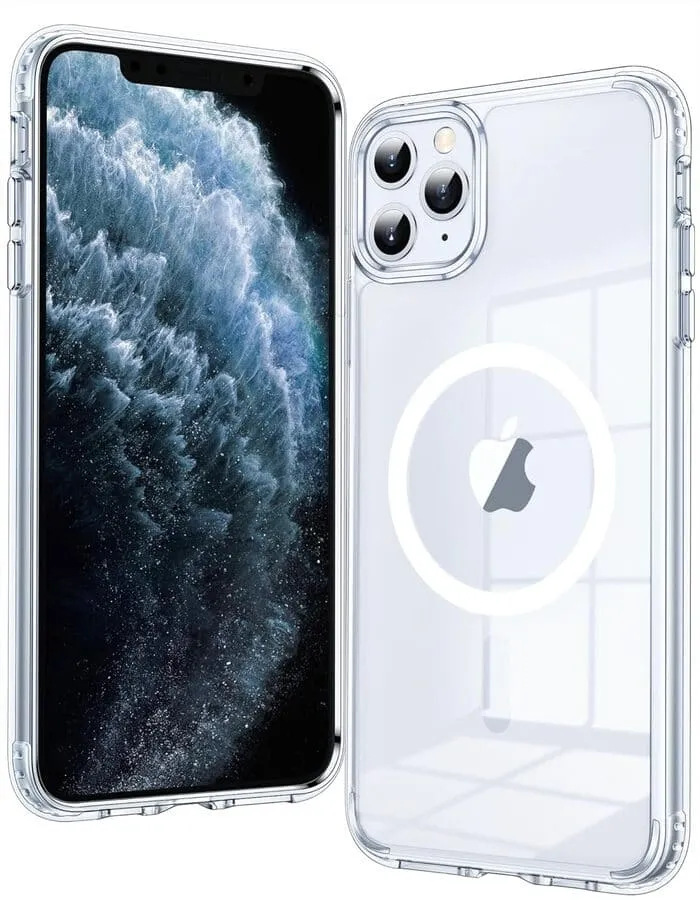 FNTCASE for iPhone 11 Pro Max Clear Phone Case: Magnetic Charging Shockproof Magsafe Support Vibrant Finish