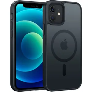 Sleek Guard FNTCASE for iPhone 12 Mini 13 Mini Phone Case: Magnetic Translucent Matte Shockproof Slim Phone Cover - Military Grade Drop Proof Hard Back Anti-Fingerprint Protective Case