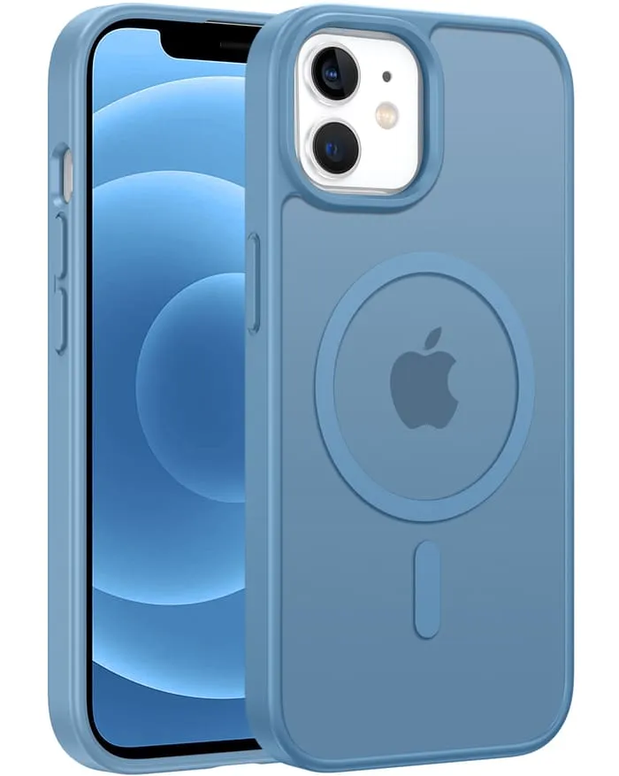 FNTCASE for iPhone 12 Mini 13 Mini Phone Case: Magnetic Translucent Matte Shockproof Slim Phone Cover - Military Grade Drop Proof Hard Back Anti-Fingerprint Protective Case Soft Edge Texture Glossy Pattern