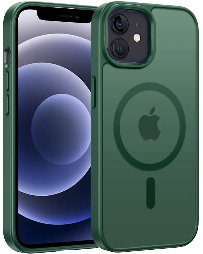 FNTCASE for iPhone 12 Mini 13 Mini Phone Case: Magnetic Translucent Matte Shockproof Slim Phone Cover - Military Grade Drop Proof Hard Back Anti-Fingerprint Protective Case Phone Accessory