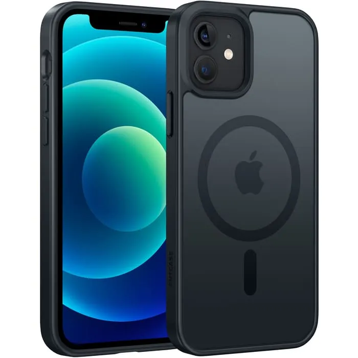 Sleek Guard FNTCASE for iPhone 12 Mini 13 Mini Phone Case: Magnetic Translucent Matte Shockproof Slim Phone Cover - Military Grade Drop Proof Hard Back Anti-Fingerprint Protective Case