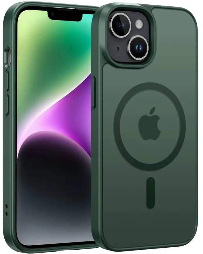 FNTCASE for iPhone 13 iPhone 14 Phone Case: Magnetic Charging Shockproof Magsafe Support - Frosted Oil Spray Touch Vivid Surface