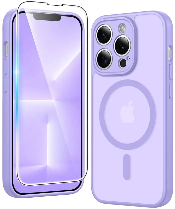 FNTCASE for iPhone 13 Pro Case: Strong Magnetic Translucent Matte Slim Shockproof Protective Drop Full Protection Phone Cover Scratch Guard Smooth Surface