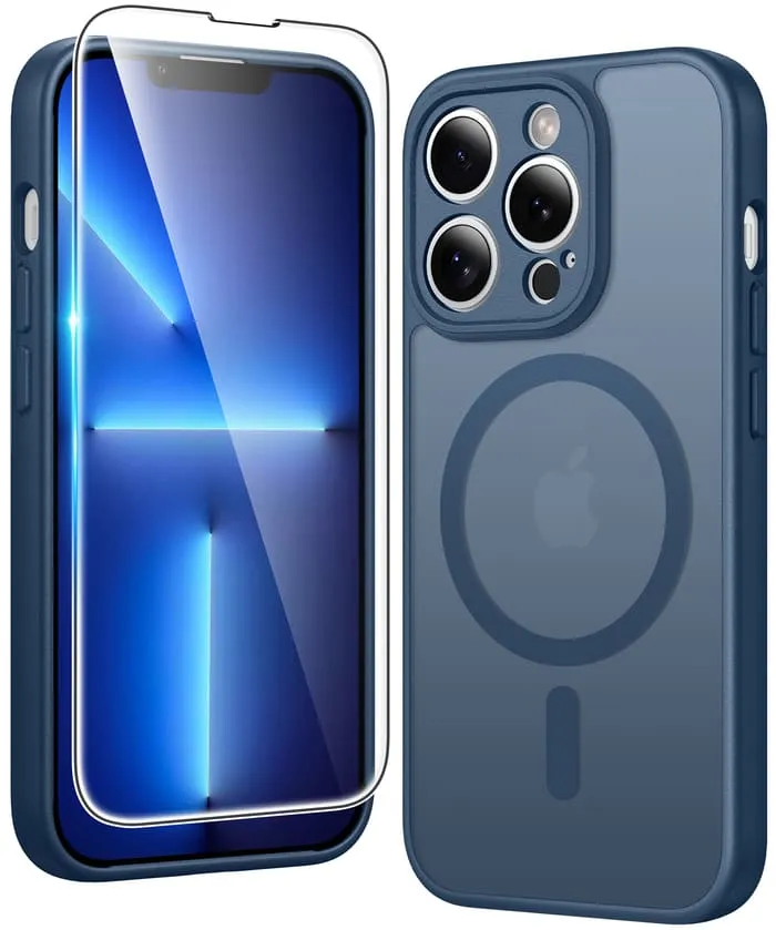 FNTCASE for iPhone 13 Pro Case: Strong Magnetic Translucent Matte Slim Shockproof Protective Drop Full Protection Phone Cover Minimal Pattern