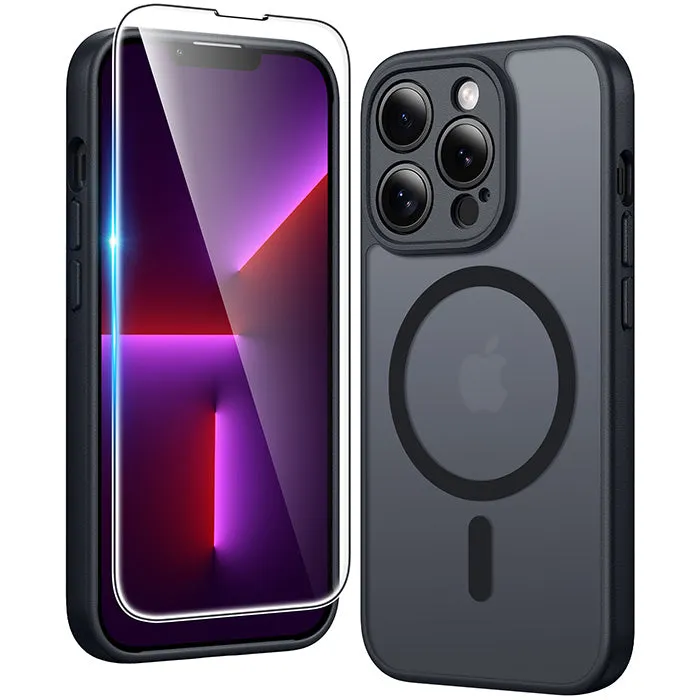 FNTCASE for iPhone 13 Pro Case: Strong Magnetic Translucent Matte Slim Shockproof Protective Drop Full Protection Phone Cover Elegant Texture Layer