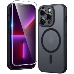 FNTCASE for iPhone 13 Pro Case: Strong Magnetic Translucent Matte Slim Shockproof Protective Drop Full Protection Phone Cover Elegant Texture Layer