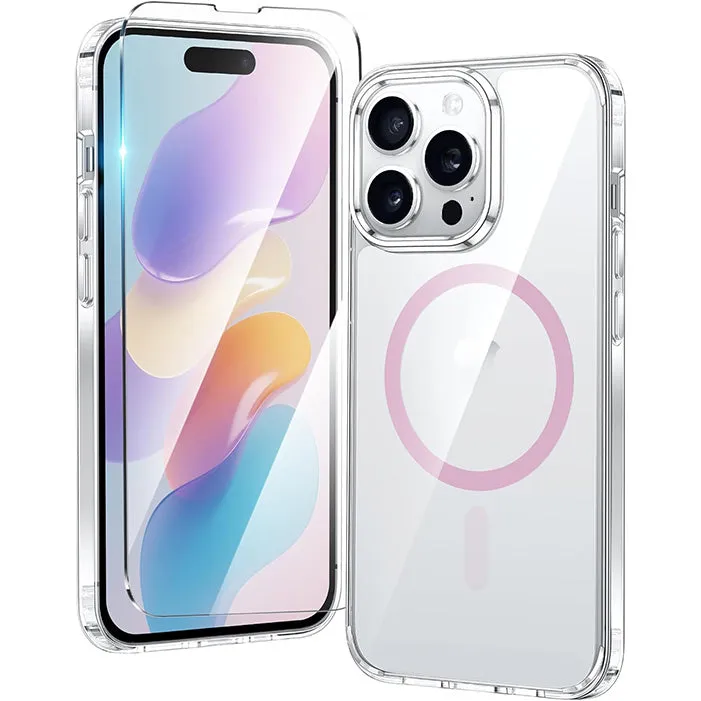 Compact Edge Flexible Comfort FNTCASE for iPhone 14 Pro Clear Phone Case: Magnetic Charging Shockproof Magsafe Support