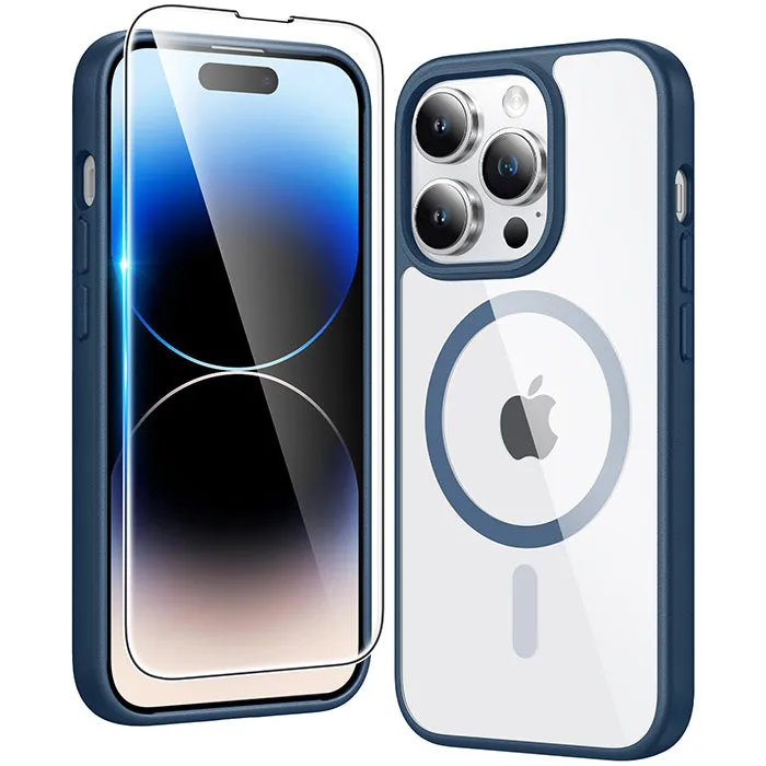 Slim Protection FNTCASE for iPhone 14 Pro Max Case: Clear Anti Yellowing Magnetic Military Grade Drop Protection Cell Phone Cover - Rugged Shockproof Protective Bumper Transparent