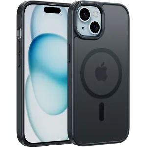 Modern Accent Color Pattern FNTCASE for iPhone 15 Phone Case: Magnetic Charging Shockproof Magsafe Support - Frosted Oil Spray Touch