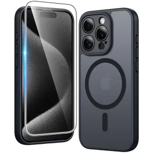 Wear resistant Trendy Accessory FNTCASE for iPhone 15 Pro Max Case: Strong Magnetic Translucent Matte Slim Shockproof Protective Drop Full Protection Phone Cover